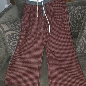 Men's Black and Red/ Orange Checkered Joggers-NWT